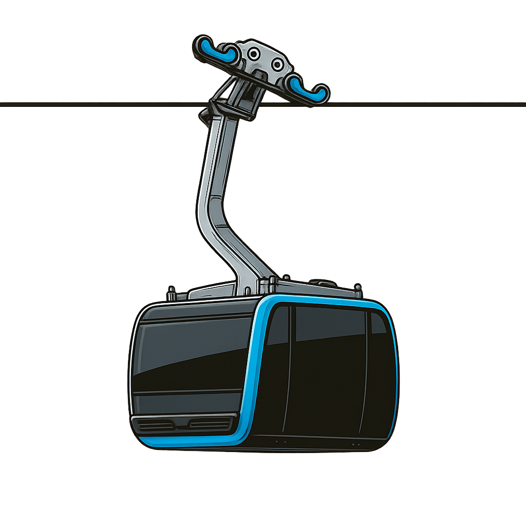 Cabina funivia in movimento